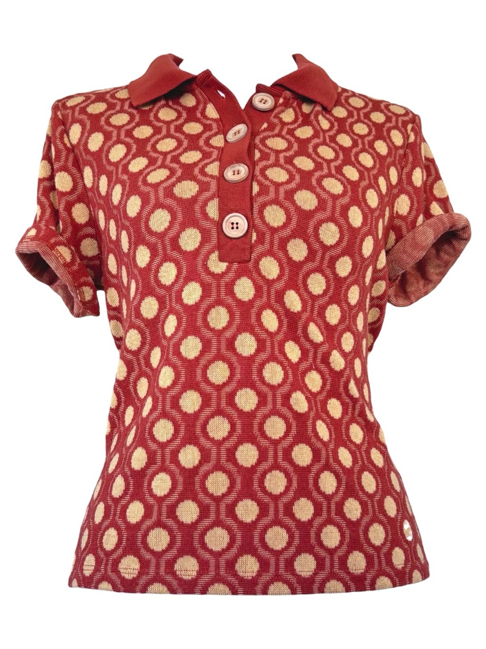 Industry Mod Geometric Knit Polo Top Size Small